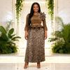 Miyake Plus Size 3D Floral Pleated Skirt Set for Women - Irregular Long Skirt
