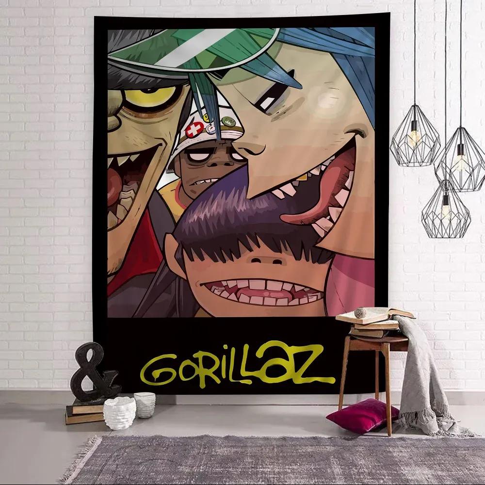 Retro Music Gorillaz Good Quality Anime Tapestry Hanging Tarot Hippie Wall Rugs Dorm Wall Hanging Sheets
