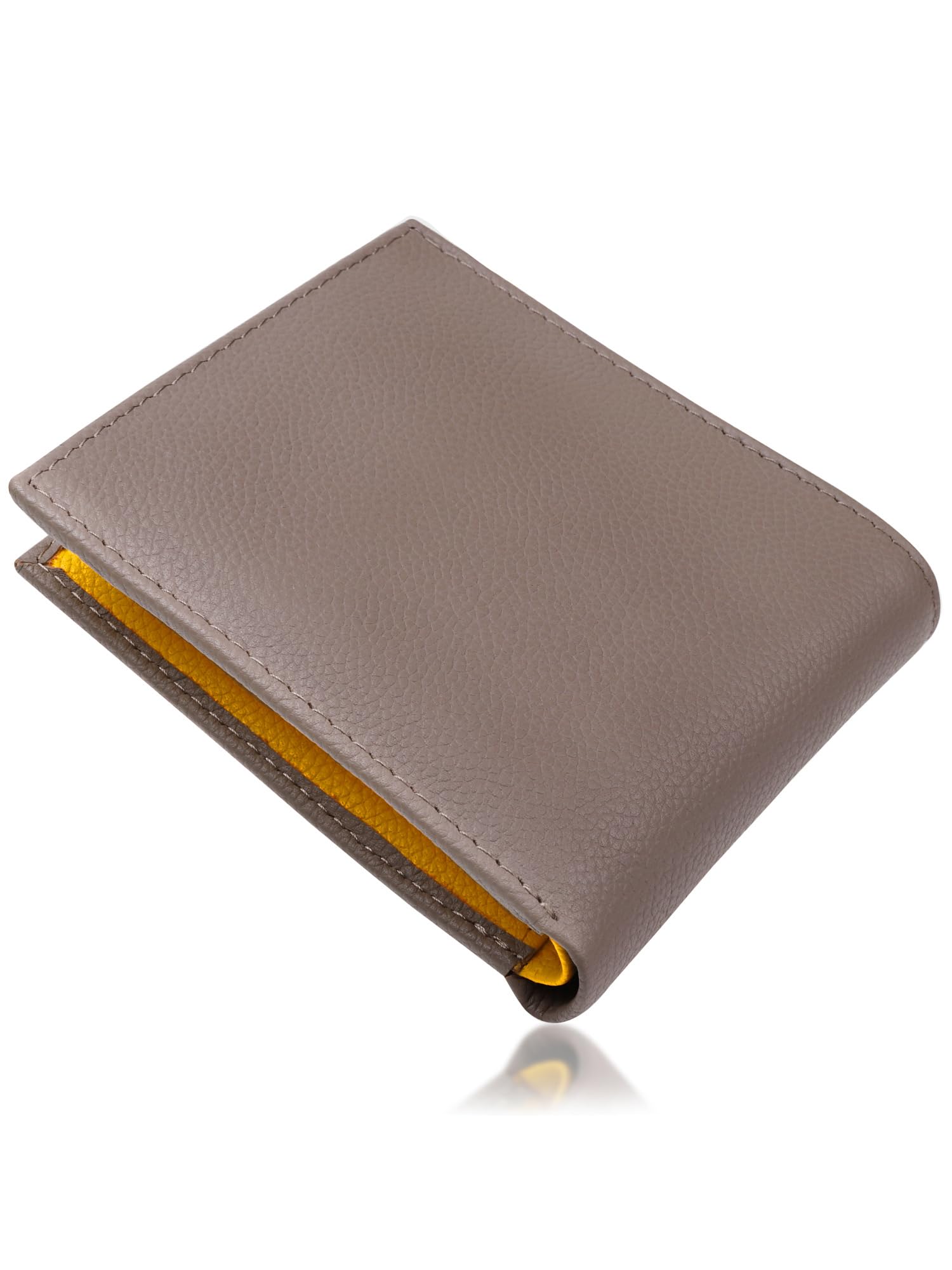 

Mura Women s and Men s Two-Tone Bifold Wallet, Genuine Leather, Anti-Skimming, Gray and Yellow