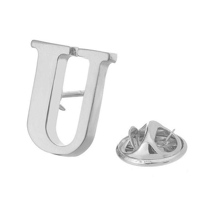 High Quality Classic Style Silver Letter A-Z Metal Brooch Women Men'S Lapel Pin Women'S Hat Scarf Backpack Badge Jewellery