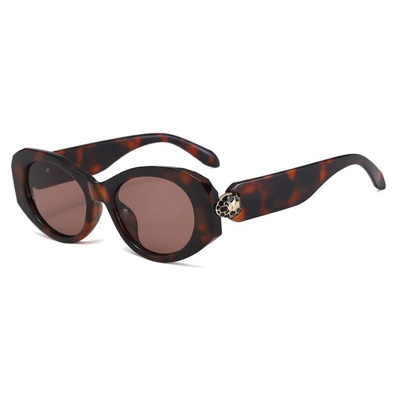 New Oval Shape Fashionable Sunglasses Women'S Snake Head Metal Frame Versatile High-End Feeling Stylish Accessory For Ladies