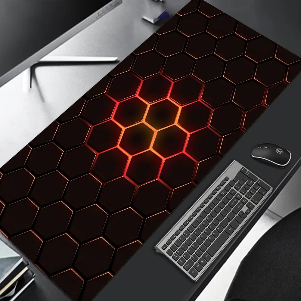 Large Gaming Mouse Pad 90x40 Red Blue Gradient Design Non-Slip Rubber Sewn Edge Gaming Desk Mat Keyboard Gamers and Office Work