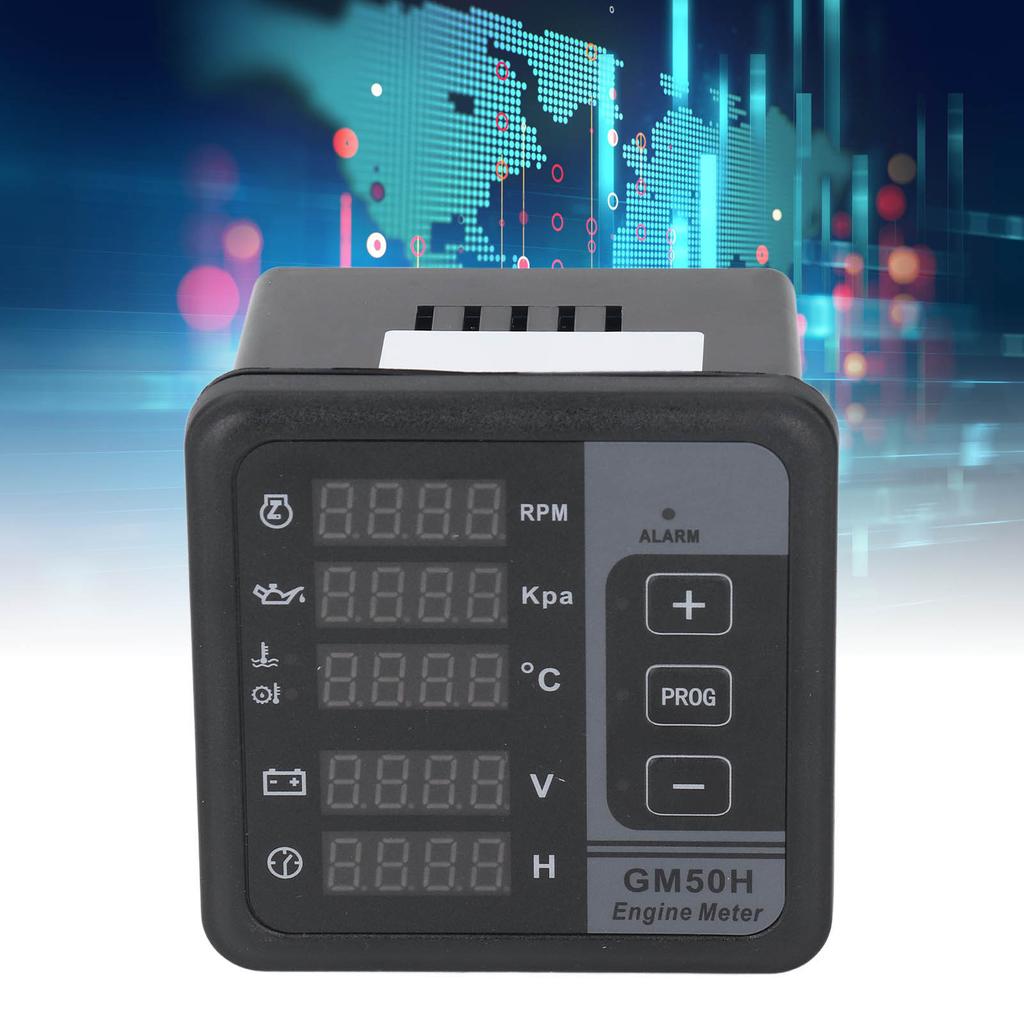 Diesel Generator Set Controller Digital Genset Engine Meter with Mounting Parts DC8‑36V GM50H