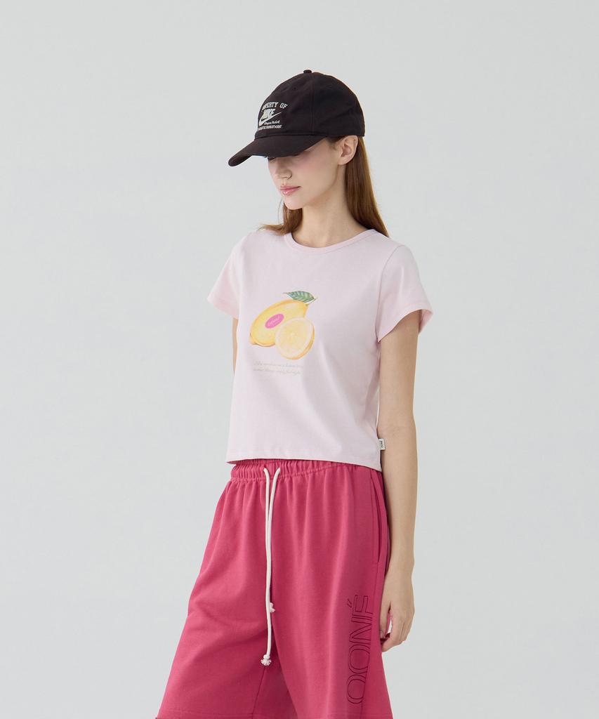 Une Lemon Graphic T-Shirt_Light Pink