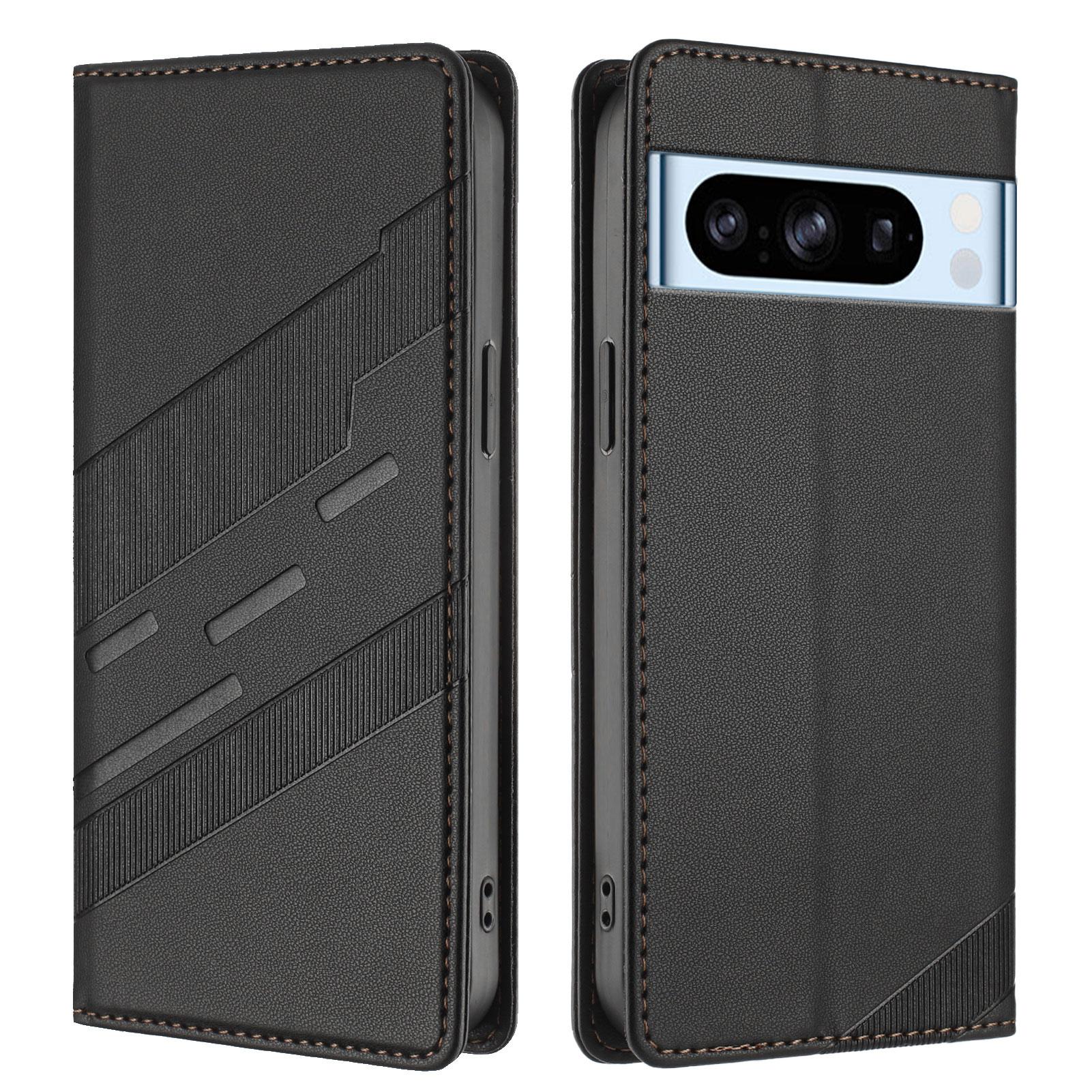 

For Google Pixel 8 Pro Phone Cases Punk Style Imprinted Wallet Stand Leather Cover Black