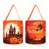 LED Halloween Candy Bag Set of 2, Round Bucket Style with Carry Handle, Polyester Treat Bag Pair for Candy Pickup, Table Accent, and Seasonal Display