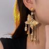 Silver Needle European and American Exaggerated Diamond-encrusted Butterfly Tassel Earrings Light Luxury Premium Earrings Holiday Temperament Earrings