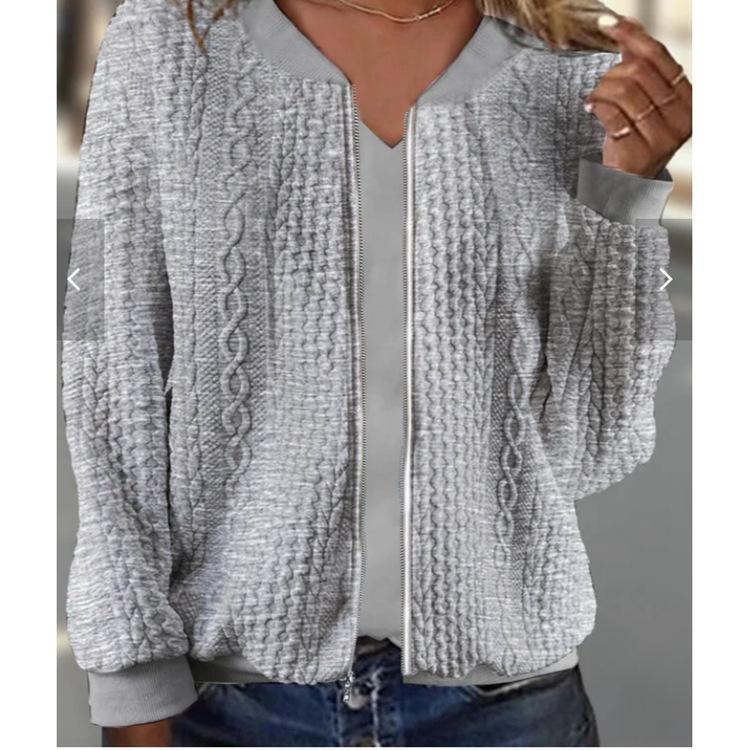 2023 Women's Jacquard Casual Long-Sleeve Short Jacket