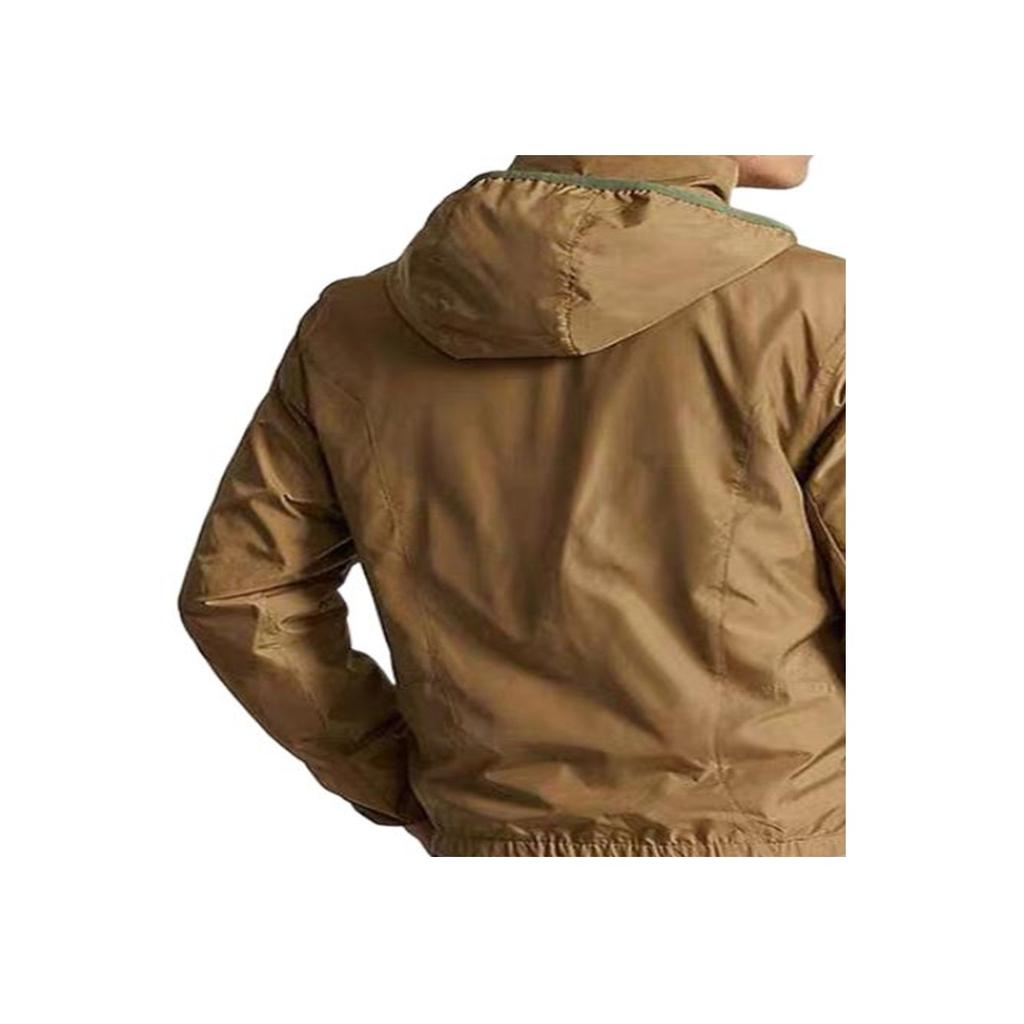 Polo Ralph Lauren Solid Color Logo Embroidered Hooded Zip-Up Long Sleeve Jacket Men jackets Khaki 710914503-003