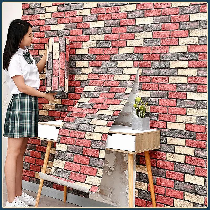 Wall Stickers Brick 3D Wallpaper Self-adhesive Restaurant Wall Skirt Wallpaper Waterproof Moisture-proof Background Papier Peint