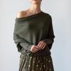 2023 Autumn/Winter Solid Color Round Neck Long Sleeve Comfortable Knitted Ruched Pullover