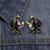Playful Dinosaur Black Drink Cup Metal Brooch Creative Animal Badge Accessory For Fashion Enthusiasts