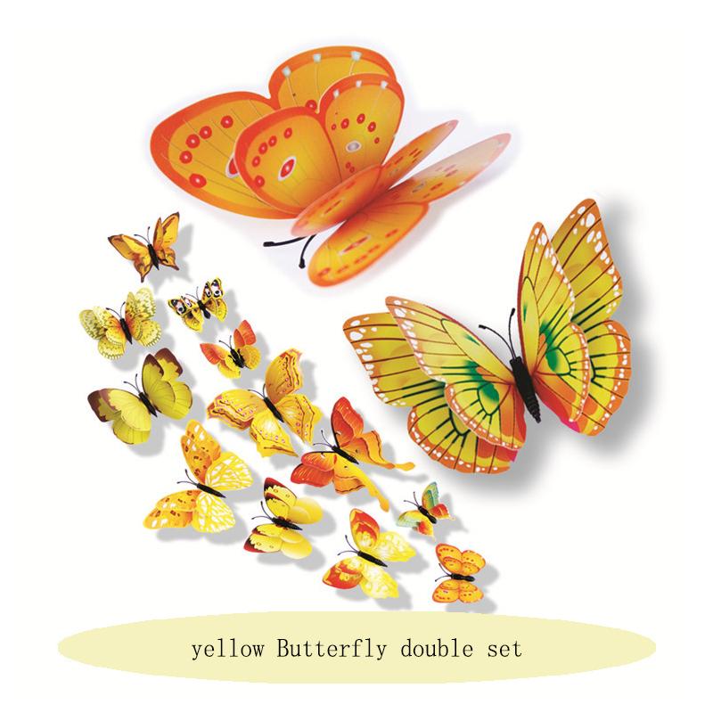 3D Double Layer Butterfly Wall Stickers For Wedding Decor Butterflies Fridge Magnet Decals Home Room Decoration Gift
