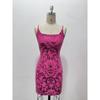 Damen Sexy Pailletten Spaghettiträger Bodycon Slim Fit Mini Abendkleid