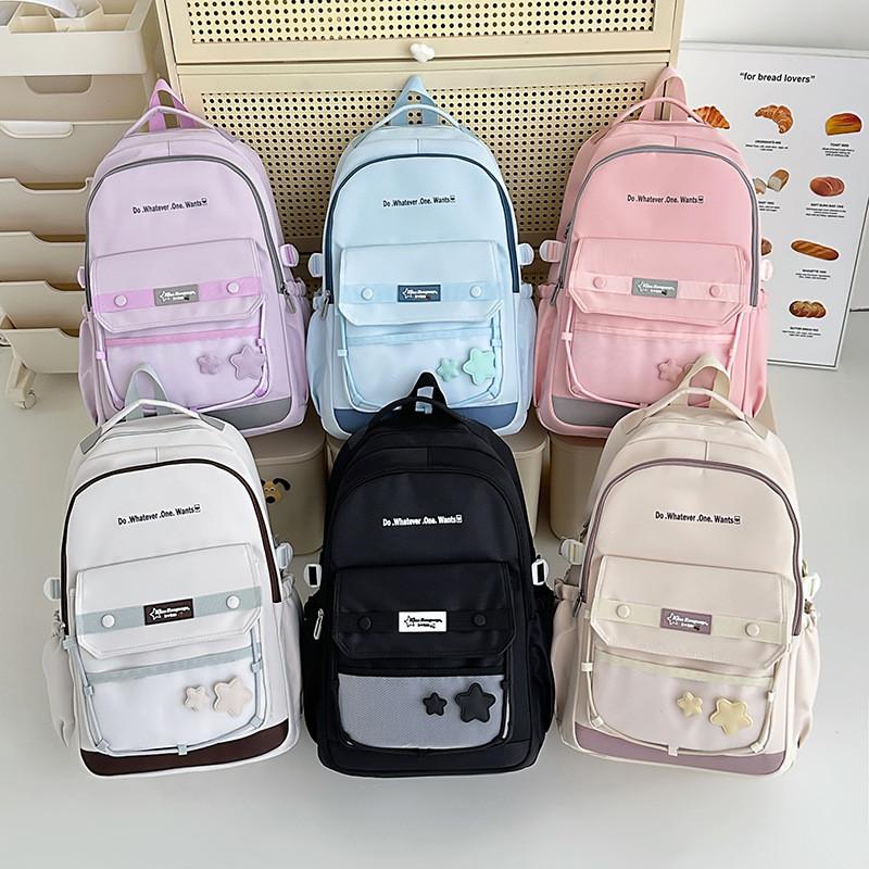 Do One Whatever Wants Letter Print Backpack Large Capacity Nylon Bag Student