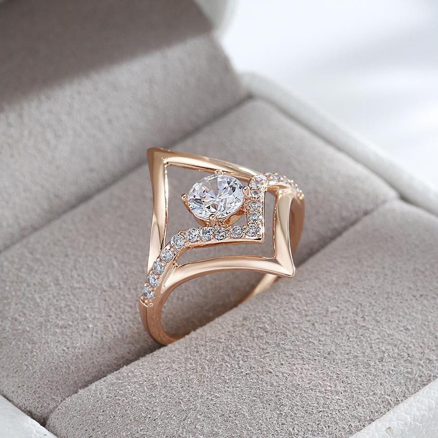 Fashion Bride Wedding Rings  Rose Gold Unique Rhombus Natural Zircon Rings For Women High Quality Daily Jewelry
