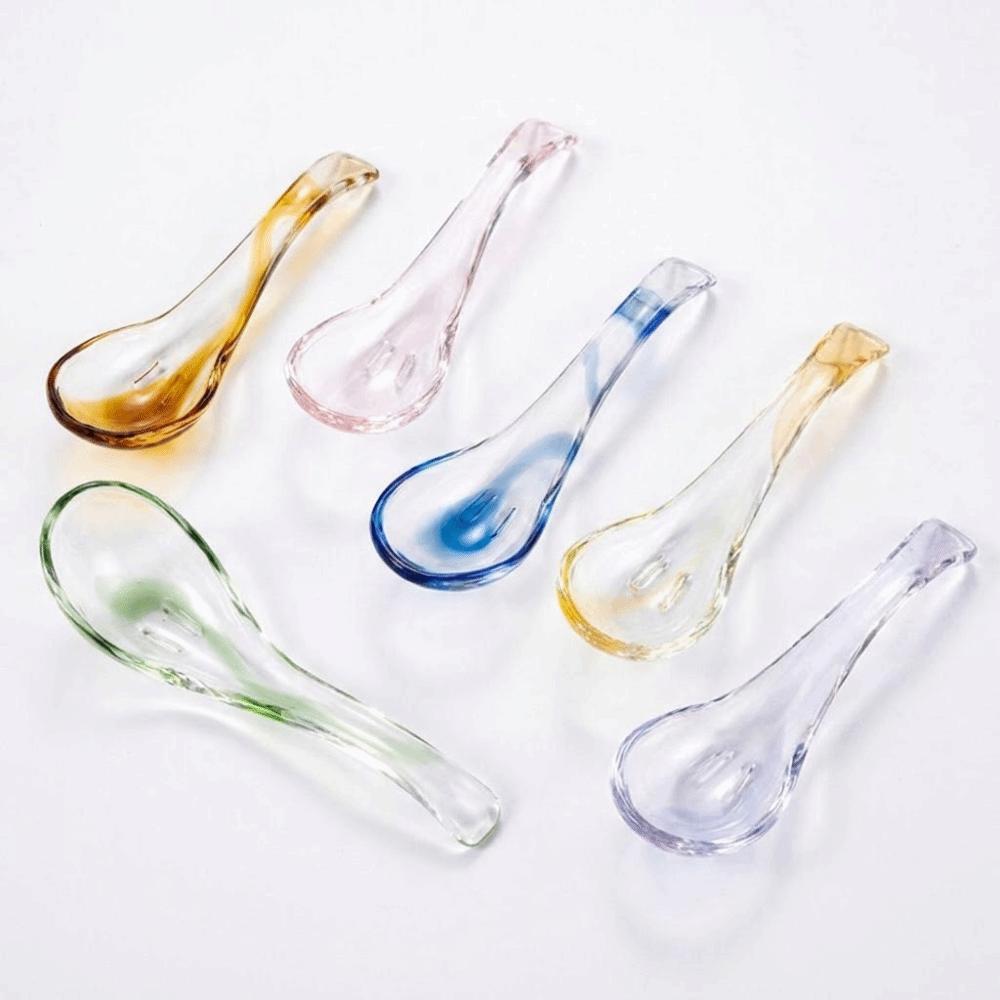 Colorful Crystal Glass Spoon Exquisite Serving Spoons Easy To Clean Condiment Spoons Restaurant