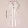 2Pcs Beige Lace Bow Hair Clips With Long Ribbon Elegant Pearl-trimmed Chiffon Bownot Barette For Girls Women Hair Accessories