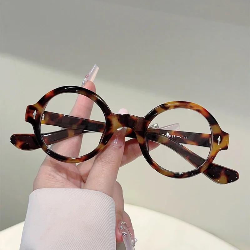 Cute Round Glasses Women Fashion Candy Color Rim Decor Eyeglasses New Trendy Design Blue Light Blocking Optical Frames