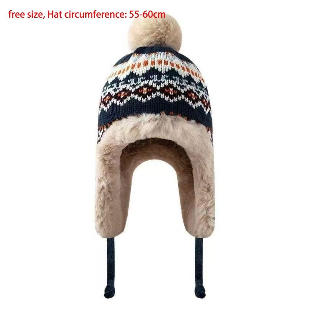 New Pompom Warm Hat Warm Windproof Pullover Cap Coldproof Beanie Hat for Outdoor Cycling Skiing