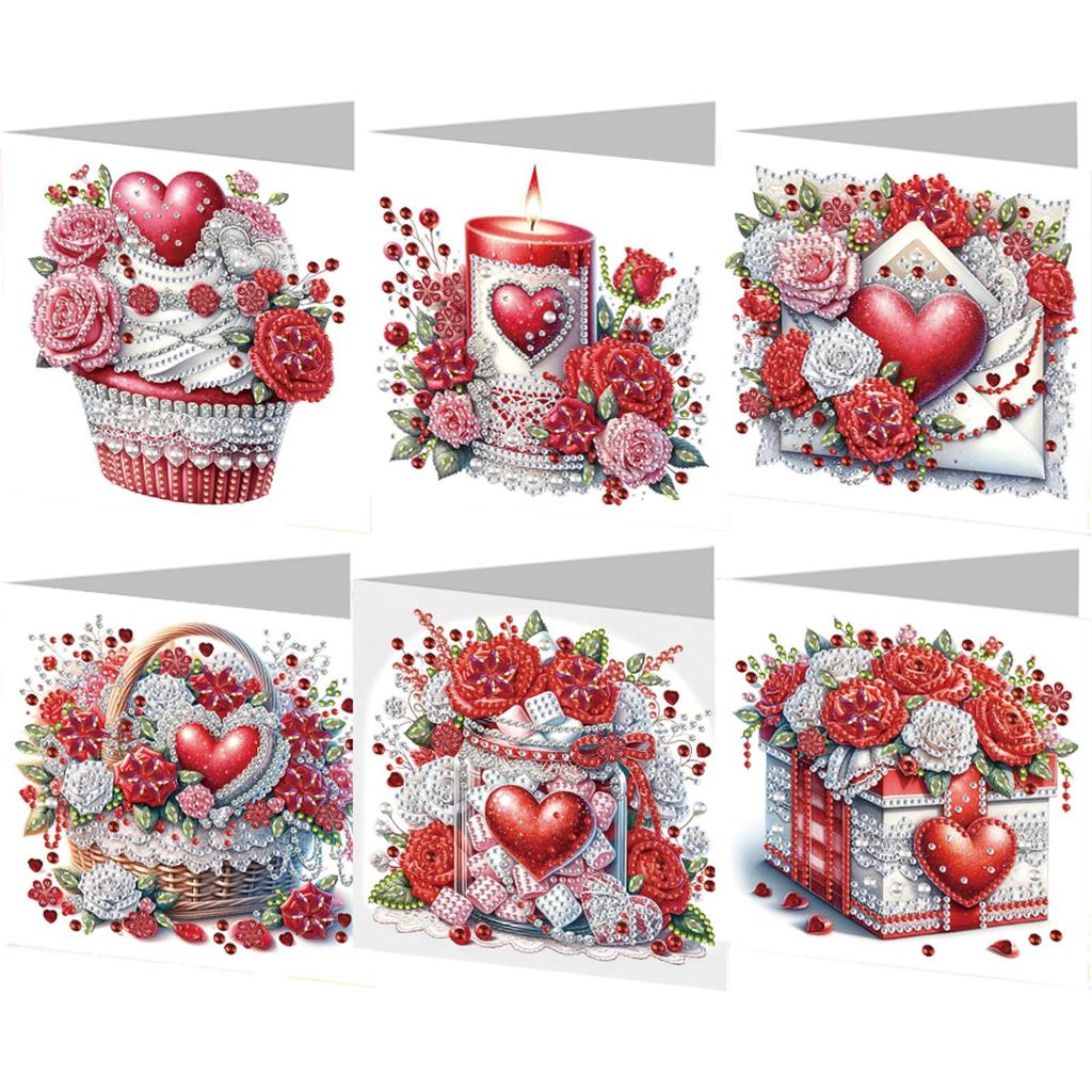6PCS DIY Rhinestone Diamond Art Mosaic Postcards Diamond Art Greeting Cards Creative Birthday & Thanksgiving Card Kit