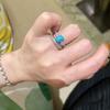Retro High-End Oval Set Four Claw Turquoise Rings For Women Light Luxury   Blue Ring Suitable For Daily Jewelry Gifts