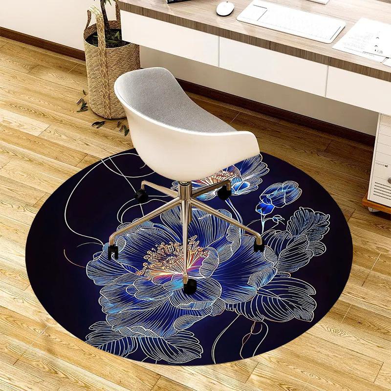 1pc Floral Artwork Round carpet, Made of Polyester,Perfect for Decorating Office Chairs, Living Rooms,fplt144