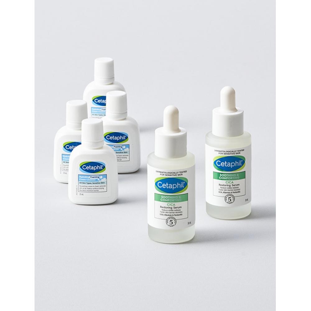 Cetaphil Cica Radiance Serum 30ml Set Of 2  + Hydrating Foaming Cream Cleanser  29ml  4 Free