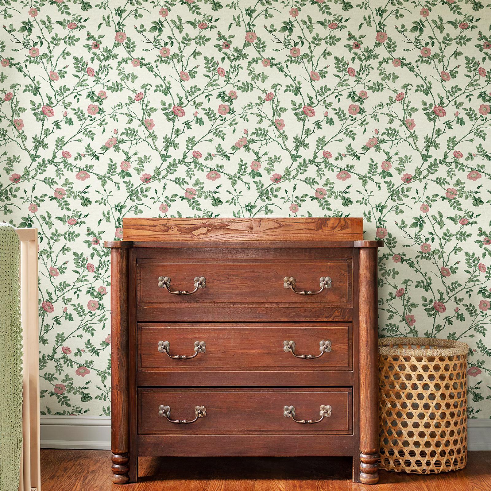 

Зеленые Цветочные Обои Самоклеящиеся Ретро Водонепроницаемые Цветочные Настенные Контактные Обои Элегантная Наклейка для Мебели Шкафа 44cmx300cm