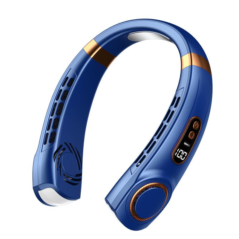 Upgrade 5000mAh/1800mAh Hängender Nackenventilator Digitalanzeige Bunte Atmosphärenbeleuchtung Ventilador Bladeless Nackenbandventilator Tragbarer Luftkühler Elektrische Ventilatoren