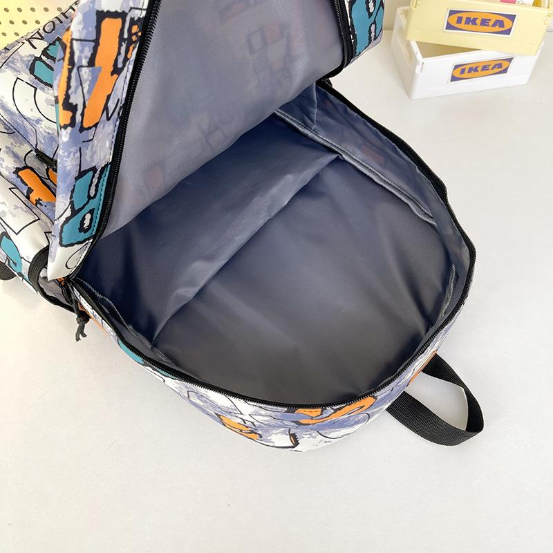 Women Large Capacity Backpack Men's Graffiti Print Backpack Student Schoolbag