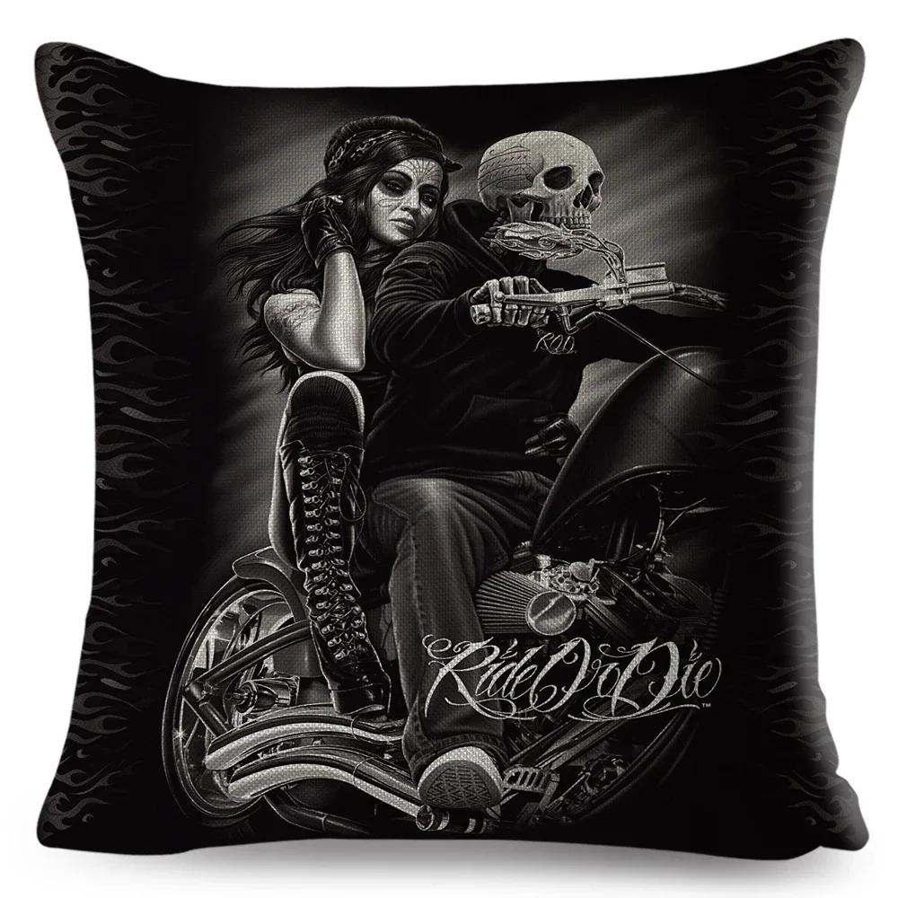 Meico Chicano Sey Women Skull Pillow Case Decor Cartoon Printed Girls Cushion Cover for Sofa Home Car Polyester _,(3)