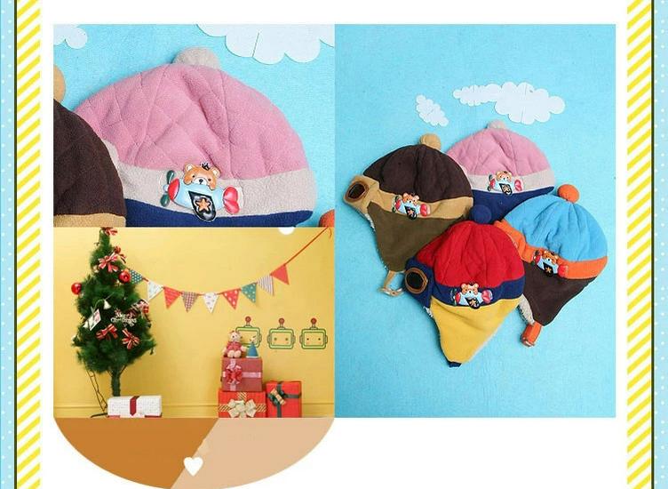 Autumn Winter Baby Pilot Goggles Hat with Ear Protection - Korean Style Fleece Lei Feng Hat