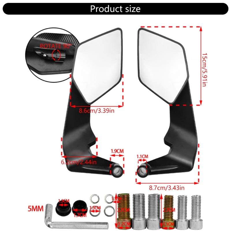 Motorcycle Wide View Rearview Mirror Flip Adjustable Angle Plastic Glass Material Universal Quick Mount For Road Safety