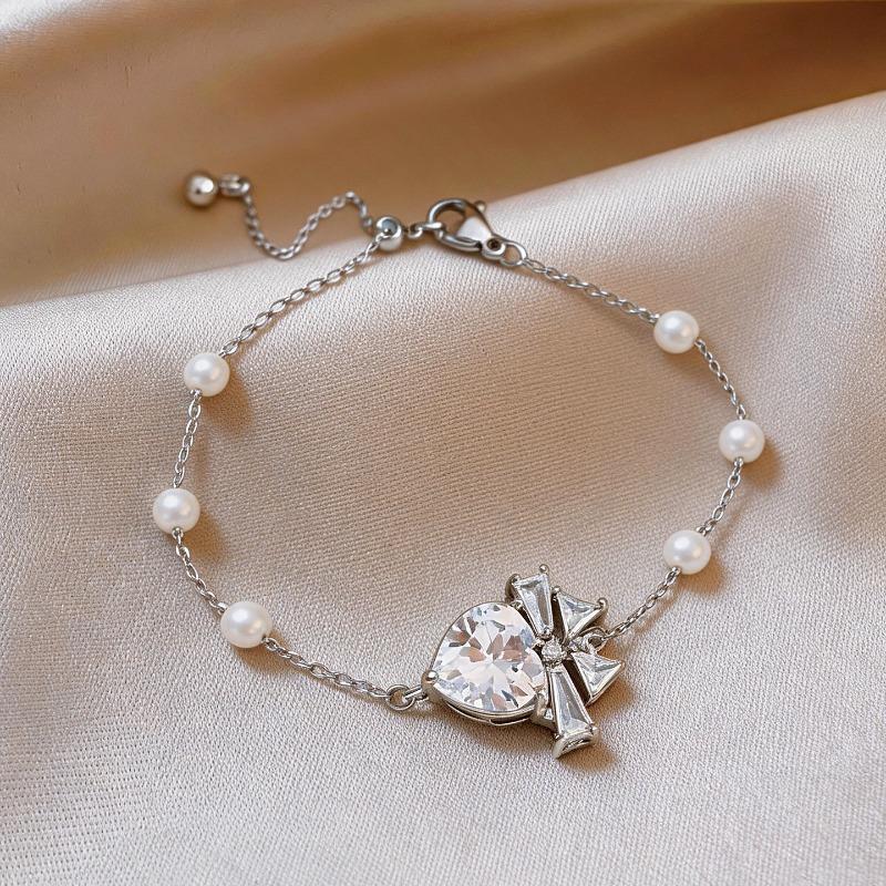 Monet Garden~ Super Sparkling Zircon Flower Round Bracelet Light Luxury Delicate Bracelet Sweet Versatile Jewelry