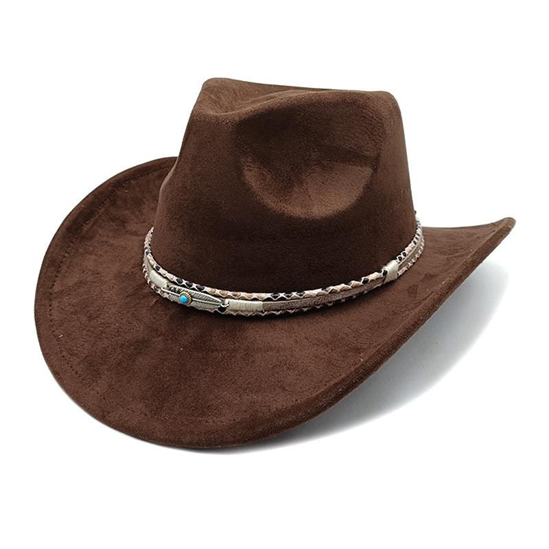 Ethnic Style Cowboy Hat With Wide Brim For Men Women Spring Sun Protection
