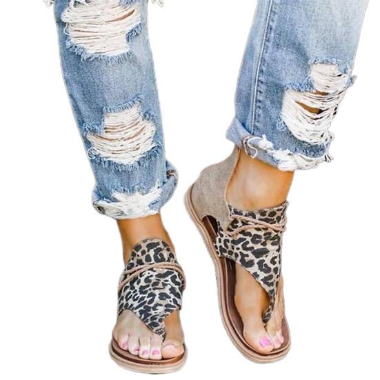 Dámská móda Letní Leopard Had Zebra Tisk zip Plážové sandály ploché boty