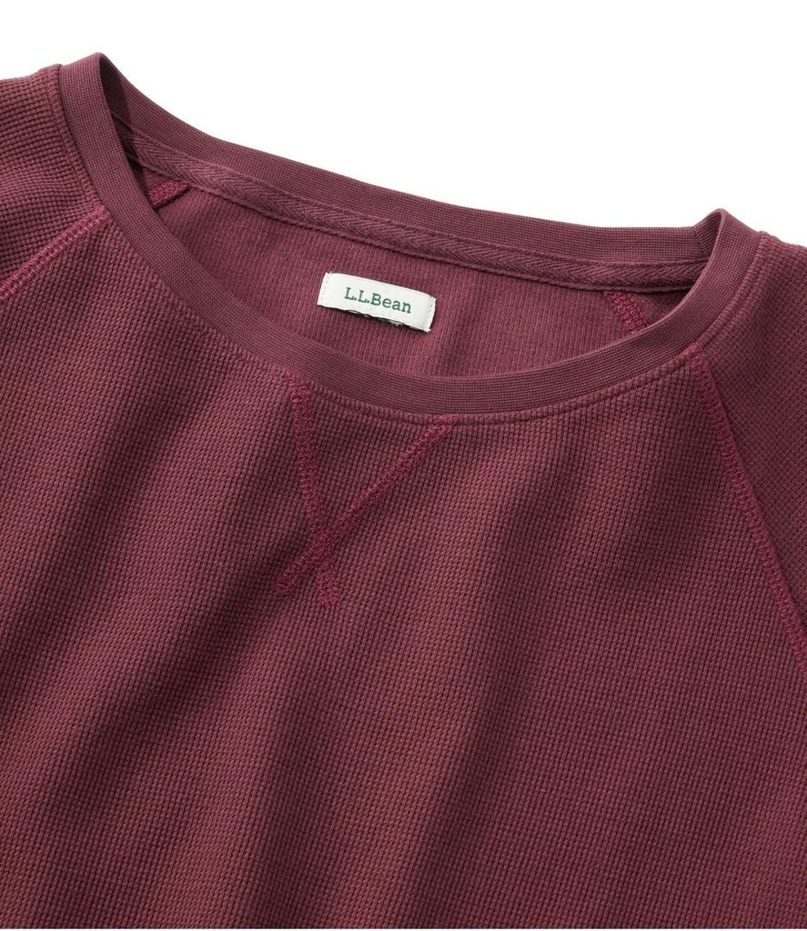 LL Bean Unshrunkable Mini Waffle Long Sleeve Crew US Fit Natural 1000002500 Women's Tee, Neck, Petite, XS, Tan,