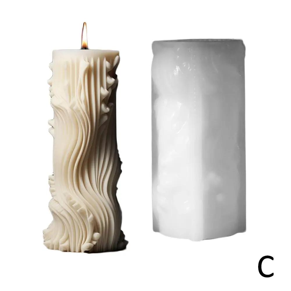 Roman Column Candle Mold DIY Handmade Aromatherapy Making Cylinder Mold Plaster Candle Resin Silicone Mould European D7K4