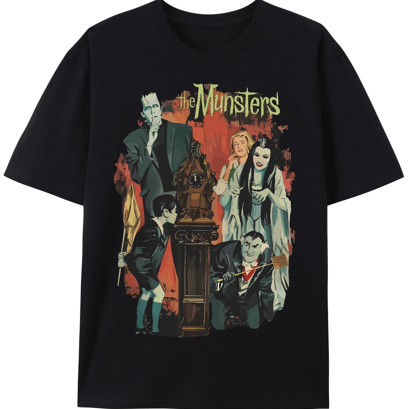 

Mustaar Halloween Frankenstein Tshirt with Frankenstein Monster Black Unisexs and Womens Short Sleeved Tshirts S