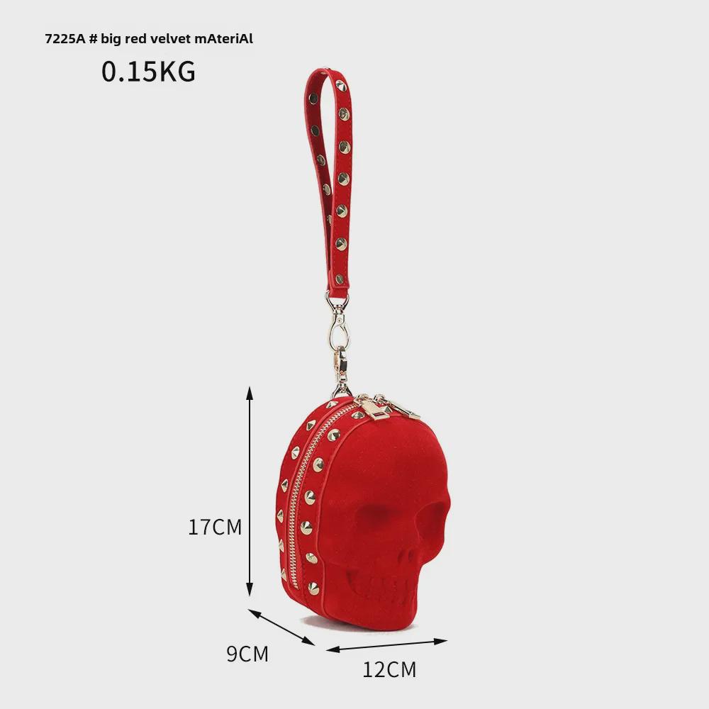 Koreanische Punk Nieten Retro Totenkopf Hüfttasche - Unisex Glänzende Mini Handtasche