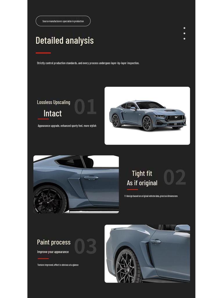 Ford Mustang 2024 Boczne Wloty Powietrza Mod & Naklejka na Tylny Spoiler S650