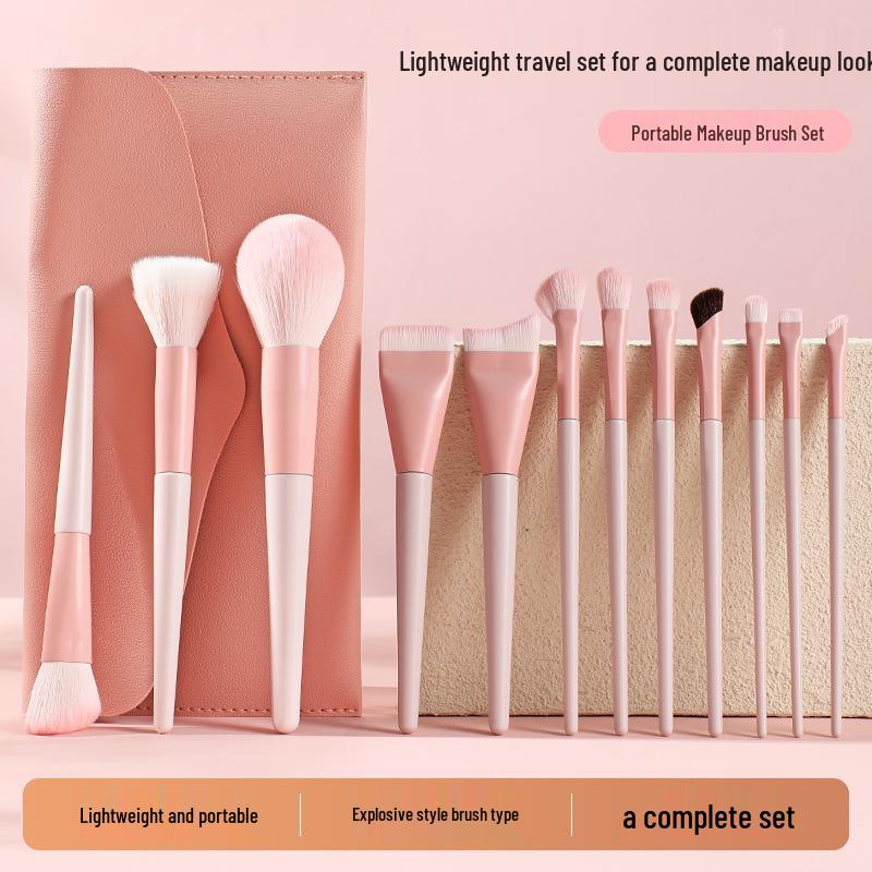 Soft Bristle Makeup Brush Set: Powder, Eyeshadow, and Blush Brushes
