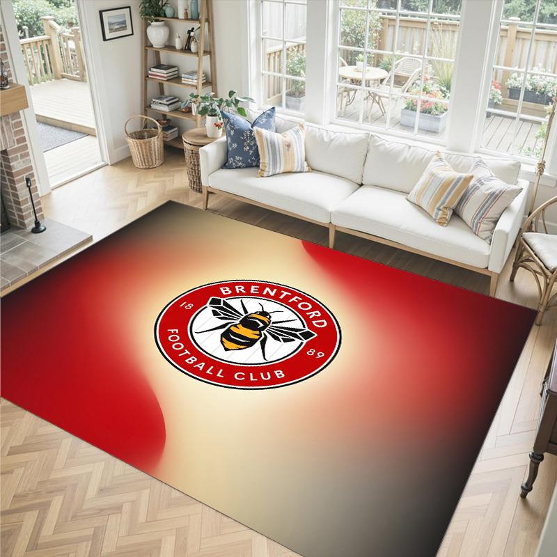 Brentford Football Design Crystal Velvet Carpet Cozy Non?Slip Printed Rug For Bedroom Living Room Entrance