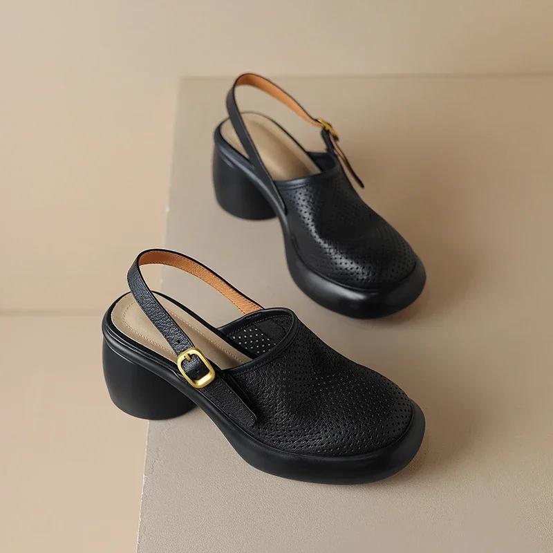 Fashion Mesh High Heels Women Sandals Mules Shoes Platform Slingback Slippers Summer Retro Dress Pumps Chunky Zapatos Mujer Slides