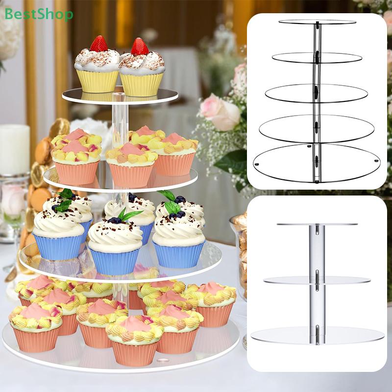 Akrylový stojan na cupcaky 3/4/5 vrstvý, Průhledná kulatá věž na svatební party, Vícevrstvý stojan na dezerty