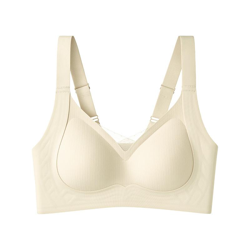 Traceless underwear women's big breasts show small breasts, anti-sagging soft support no steel ring bra new