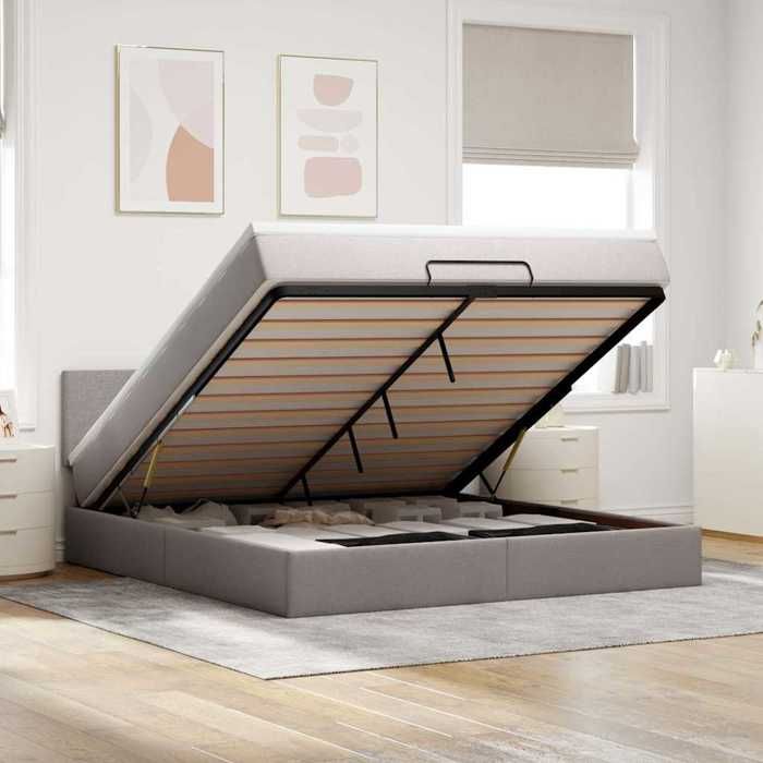 VidaXL Cadre de lit ottoman avec matelas taupe 160x200 cm tissu 3311391