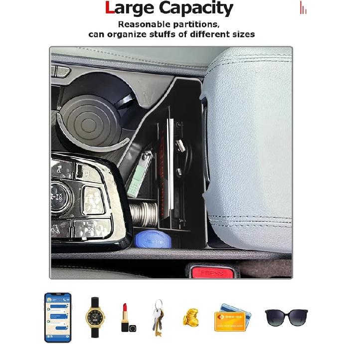 2PCS Center Console Organizer for Kia Sportage  2024 NQ5 Accessories Car Armrest Storage Box Tray ert ABS Car Storage Box