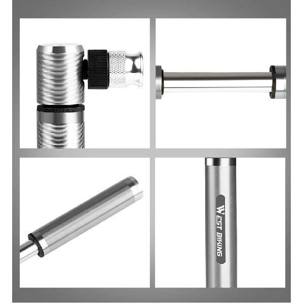 WEST BIKING 160PSI Fahrradpumpe Mit Manometer Tragbar Aluminiumlegierung Fahrradpumpe Für Schrader&Presta Ventil MTB Rennrad Zubehör
